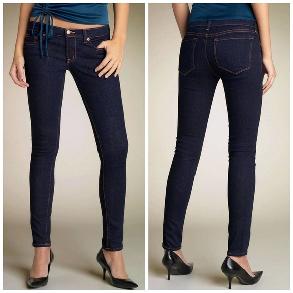 J Brand Boho The Skinny Blue Jeans in Ink Cut 4320 w/ Whiskering Size 26 - Picture 1 of 15